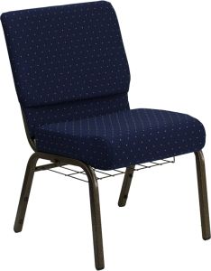 HUSKY Seating® 800 LB Heavy Duty Auditorium Chair with Ganging & Book Rack - 21" Wide-Navy Blue