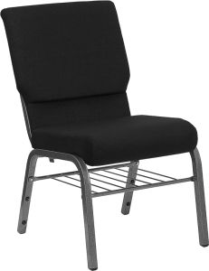 HUSKY Seating® 800 LB Heavy Duty Ganging Auditorium Chair - Silver Vein & Book Rack-Black