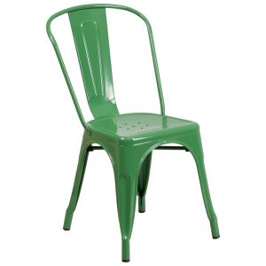 HUSKY Seating 500 LB Stackable Indoor-Outdoor Bistro Style Metal Chair-Green