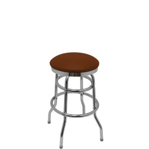 Heavy Duty SlimLine 500 LB Button Top Swivel Bar Stool with Double Rung Chrome Frame - Chestnut Vinyl