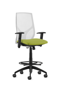 9to5 Seating Vault Mesh Mid-Back Counter Height 300 LB Office Stool, Adjustable Back, Seat Slider, Simple Synchro Tilt Control, 2-Way Adjustable Black Arms