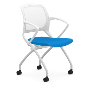9to5 Seating Zoom 300 LB Nesting Guest Chair, Fixed Arms, Mesh Back with Upholstered Seat