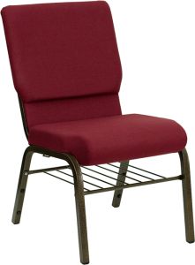HUSKY Seating® 800 LB Heavy Duty Ganging Auditorium Chair - Gold Vein & Book Rack-Burgundy