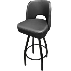 Cutout Back Bucket 500 LB Bar Stool - Black Vinyl with Black Powder Coat Swivel Frame