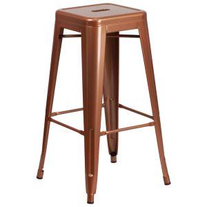 HUSKY Seating 500 LB 30" Indoor-Outdoor Stacking Metal Bar Stool with Square Seat-Copper