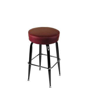 Heavy Duty XL Series 500 LB Oversized Button Top Swivel Bar Stool with Gloss Black Frame - Wine Vinyl