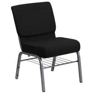 HUSKY Seating® 800 LB Heavy Duty Auditorium Chair with Ganging & Book Rack - 21" Wide - Black