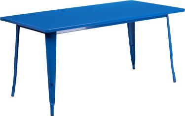 HUSKY Seating® 31.5" W X 63" L Rectangular Metal Indoor-Outdoor Restaurant Table-Blue
