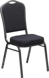 HUSKY Seating® 500 LB Black Patterned Fabric Stacking Banquet Chair with Silver Vein Frame