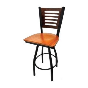 5 Line Wood Back Swivel 300 LB Counter Height Stool, Walnut Back, Cherry Wood Seat