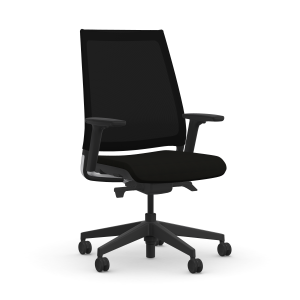 9to5 Seating Luna High Back Office Chair with Upholstered Seat and Mesh Back, Weight Balanced Synchro-Tilt Control, and Four Way Adjustable Armrests