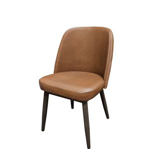 Amata 300 LB Metal Frame Chair - Driftwood Faux Woodgrain Frame Finish - Buckskin Vinyl Standard Bucket Seat
