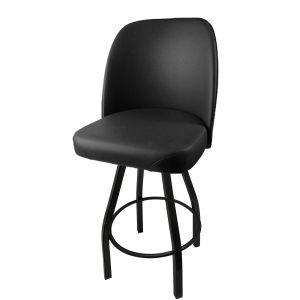 Heavy Duty 500 LB Swivel Bucket Bar Stool with Black Powder Coat Frame - Counter Height - Black Vinyl