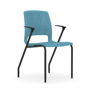 9to5 Seating Dash All Plastic 4-Leg Stacking 300 LB Guest Chair with Black Frame and Arms