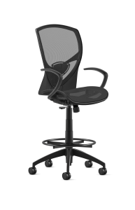 9to5 Seating Theory All Mesh Mid-Back 300 LB Counter Height Office Stool, Simple Synchro Control, Black Cantilever Arms