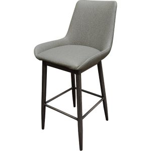 Amata 300 LB Metal Frame Bar Stool - Driftwood Faux Woodgrain Frame Finish - Charcoal Upholstered Bucket Seat