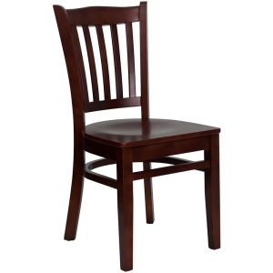 HUSKY Seating Vertical Back 800 LB Restaurant Chair with Wood Seat-Mahogany Wood