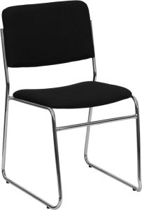 HUSKY Seating® 500 LB Black Fabric Commercial Stack Chair with Chrome Frame
