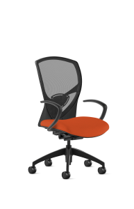 9to5 Seating Theory Mid-Back 300 LB Office Chair, Mesh Back, Upholstered Seat, Synchro-Tilt Control, Black Cantilever Arms