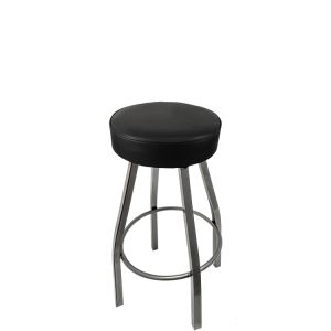 Heavy Duty 500 LB Button Top Swivel Bar Stool with Clear Coat Frame - Black Vinyl