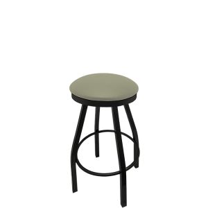 Heavy Duty SlimLine 500 LB Button Top Swivel Bar Stool with Black Powder Coat Frame & Chrome Seat Ring - Gray Vinyl