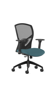 9to5 Seating Theory Mid-Back 300 LB Office Chair, Mesh Back, Upholstered Seat, Simple Synchro Control, Height Adjustable and Pivot Arms