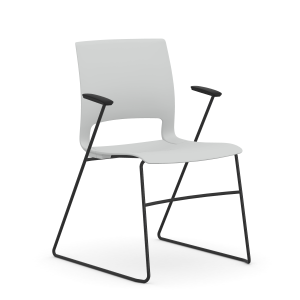 9to5 Seating Vox 300 LB Sled Base Stacking Guest Chair, Plastic Back, Black Arms