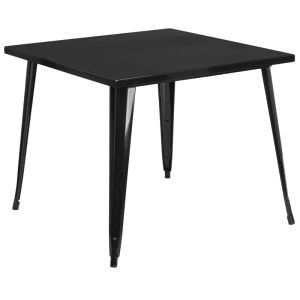 HUSKY Seating® 35.5" Square Metal Indoor-Outdoor Restaurant Table-Black