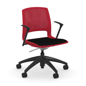 9to5 Seating Dash 300 LB Rocking Tilt Task Chair with Upholstered Seat, Black Arms