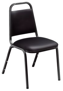 Eco Series Vinyl Padded Banquet Stack Chair-Black