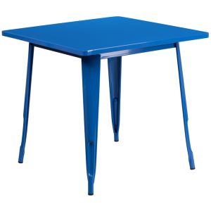 HUSKY Seating® 31.5" Square Metal Indoor-Outdoor Table-Blue