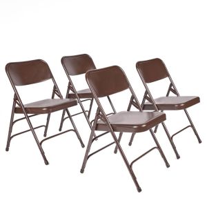 4 PACK HUSKY Seating® 500 LB Heavy Duty Metal Folding Chair - Brown