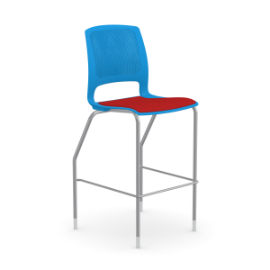 9to5 Seating Dash 30" Bar Height 300 LB Stool, Armless, Plastic Back, Upholstered Seat