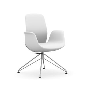 9to5 Seating Ellie Mid-Back 300 LB Lounge Chair with Silver Wire-Frame Base