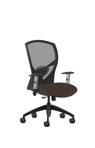 9to5 Seating Theory Mid-Back 300 LB Office Chair, Mesh Back, Upholstered Seat, Simple Synchro Control, Silver Four-Way Adjustable Arms