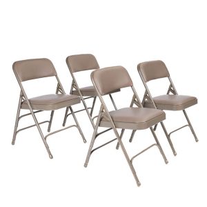 4 PACK HUSKY Seating® 500 LB Vinyl Padded Heavy Duty Folding Chair - Beige