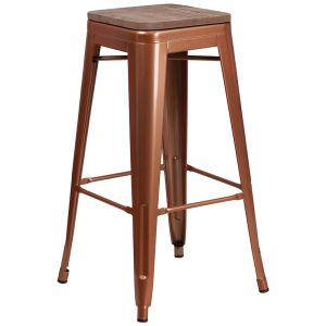 HUSKY Seating 500 LB 30" High Backless Copper Barstool with Square Wood Seat