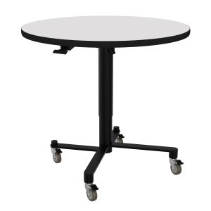 NPS® Air-Lift 300 LB Café Table, 36" Round, High Pressure Laminate Top, Particleboard Core, Grey Nebula - Model ACT136PBTMGY