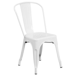 HUSKY Seating 500 LB Stackable Indoor-Outdoor Bistro Style Metal Chair-White