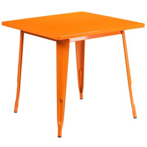 HUSKY Seating® 31.5" Square Metal Indoor-Outdoor Table-Orange