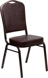 HUSKY Seating® 500 LB Commercial Vinyl Banquet Stacking Chair with Copper Vein Frame-Brown
