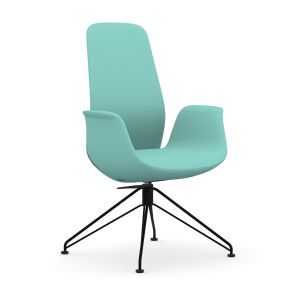 9to5 Seating Ellie High-Back 300 LB Lounge Chair with Black Wire-Frame Base