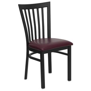 HUSKY Seating Heavy Duty 500 LB School House Back Metal Restaurant Chair with Vinyl Seat- Burgundy