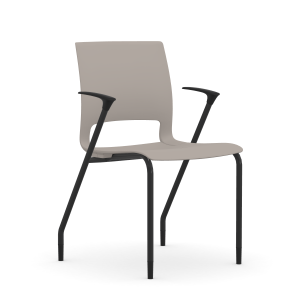 9to5 Seating Vox 300 LB Four Leg Stacking Guest Chair, Plastic Back, Black Arms
