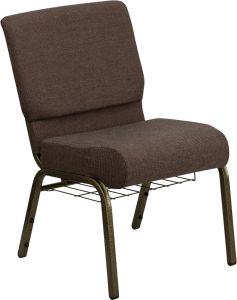 HUSKY Seating® 800 LB Heavy Duty Auditorium Chair with Ganging & Book Rack - 21" Wide-Brown