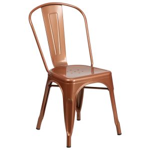 HUSKY Seating 500 LB Bistro Style Metal Indoor-Outdoor Stackable Chair-Copper