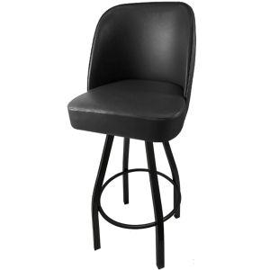 American Made Heavy Duty 500 LB Swivel Bucket Bar Stool with Black Powder Coated Frame - Black Vinyl