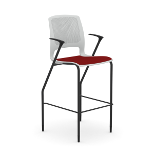 9to5 Seating Dash 30" Bar Height 300 LB Stool with Arms, Black Frame, Plastic Back, Upholstered Seat