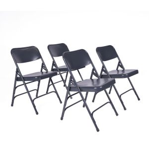4 PACK HUSKY Seating® 500 LB Heavy Duty Metal Folding Chair - Char Blue