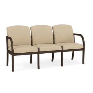 Lesro Weston 300 LB 3 Seat Tandem Seating with Wood Frame and No Center Arms